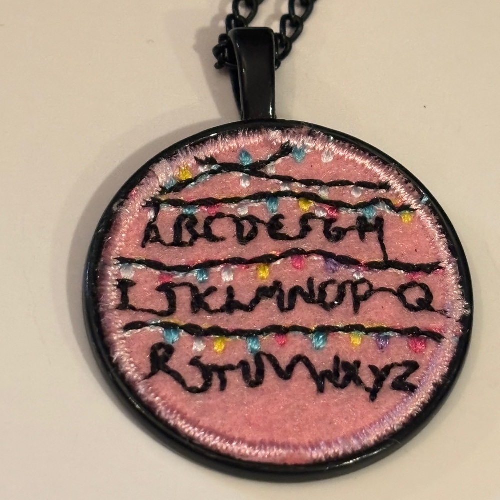 STRANGER THINGS Alphabet Embroidered Pendant Necklace